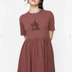 Aster Cotton Pentagram Embroidered Mini Skater Dress